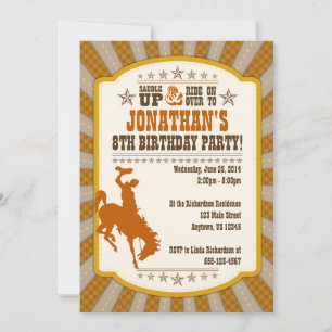 Cowboy 8:e Födelsedagsfest inbjudan