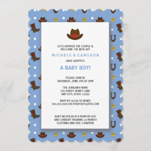 Cowboy Adoption Baby Shower Inbjudan