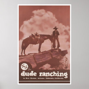 Cowboy Affisch Ranch Konst Västerländsk Hemutskrif