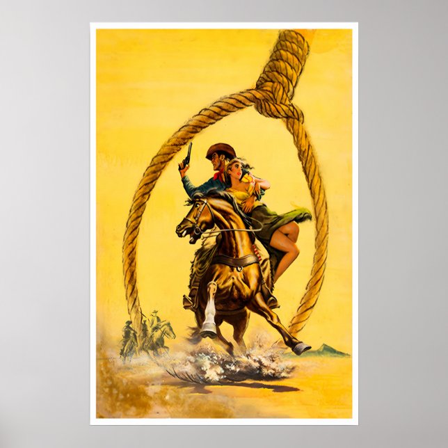 Cowboy Affisch Western Outlaw Konst Skjutvapen Fig (Framsidan)