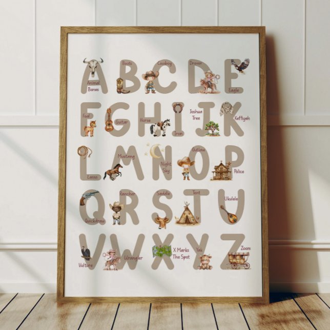 Cowboy Alphabet ABC Poster Kids Room Decor (Skapare uppladdad)