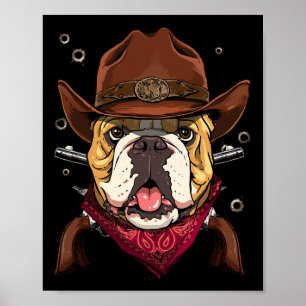 Cowboy American Bulldog Land Music Rodeo Howdy Poster