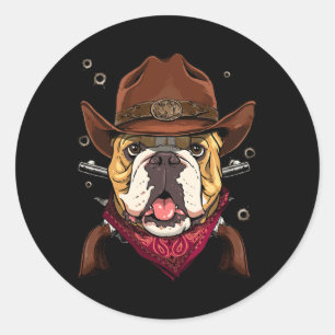 Cowboy American Bulldog Land Music Rodeo Howdy Runt Klistermärke
