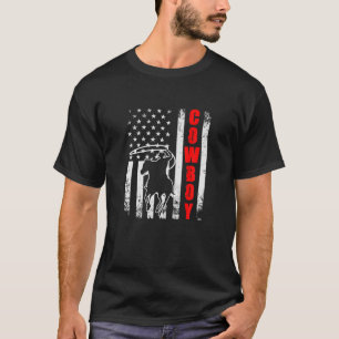 Cowboy American Flagga USA Patriotic Horse Riding T Shirt