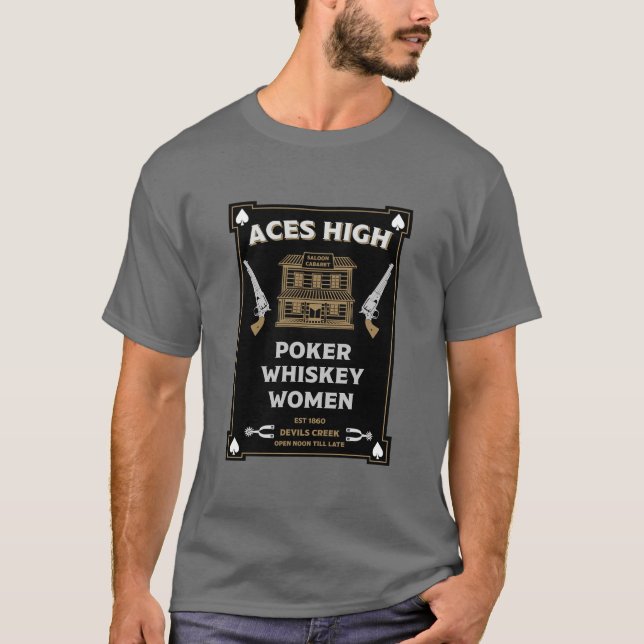 Cowboy American Frontier Saloon T Shirt (Framsida)