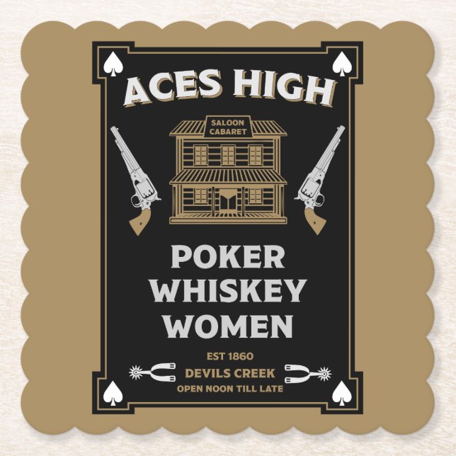 Cowboy American Frontier Saloon Underlägg Papper (Framsida)