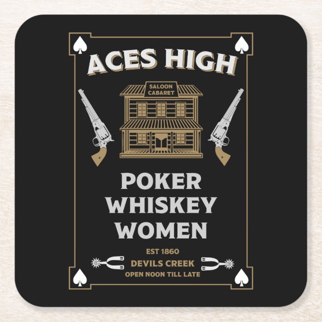 Cowboy American Frontier Saloon Underlägg Papper Kvadrat (Framsidan)