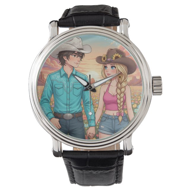 cowboy and cowgirl anime style armbandsur (Framsida)