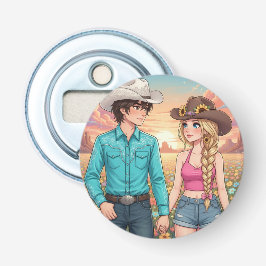 cowboy and cowgirl anime style flasköppnare