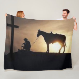 COWBOY and HORSE Fleecefilt