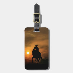 Cowboy and Horse Galloping Bagagebricka