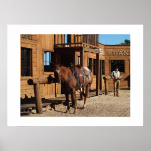 Cowboy and horse in the vilda western, USA Poster