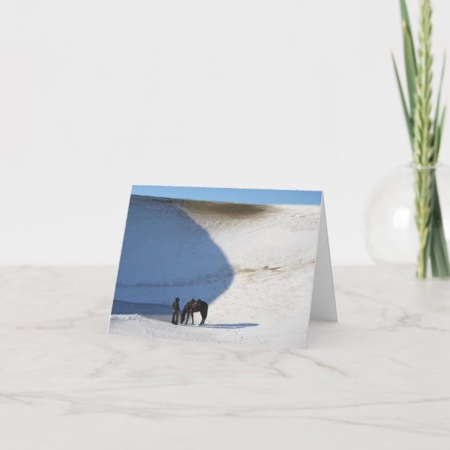 Cowboy and Horse in Winter Tack Kort (Framsida)