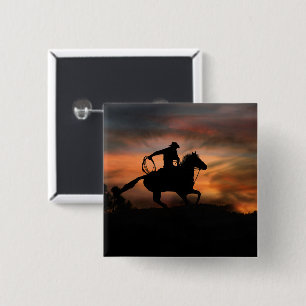 Cowboy and Horse Runin Sunset Knapp
