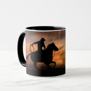 Cowboy and Horse vid Sunset Mugg