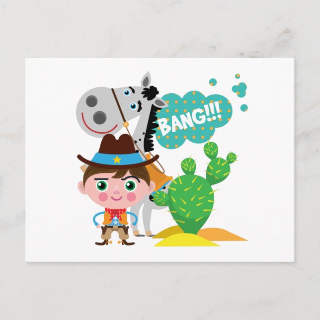 Cowboy and Horse Vykort (Framsida)