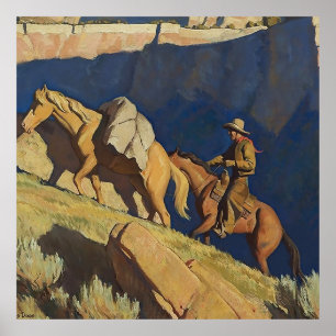 "Cowboy and Pack Horse" av Maynard Dixon Poster