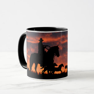 Cowboy and Vild Herd of Horses Round Up Mugg