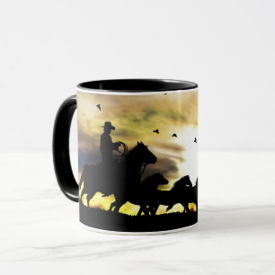Cowboy and Vild Horses Mugg