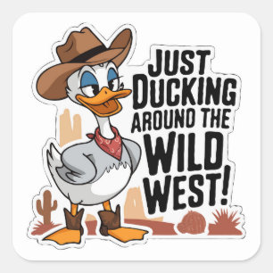 Cowboy Anka Sticker Cute Funny Western Pun Fyrkantigt Klistermärke