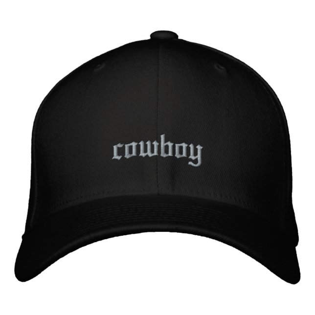 Cowboy Anpassningsbar Old English Black Broderad Keps (Framsida)