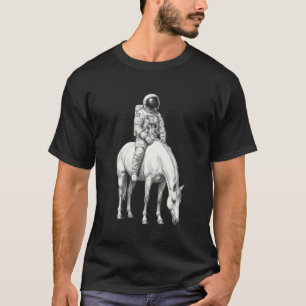 Cowboy Astronaut Ridning Häst Surreal Konst Utrymm T Shirt