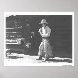 Cowboy äter från en Peter Pan-peanutbutter. Poster
