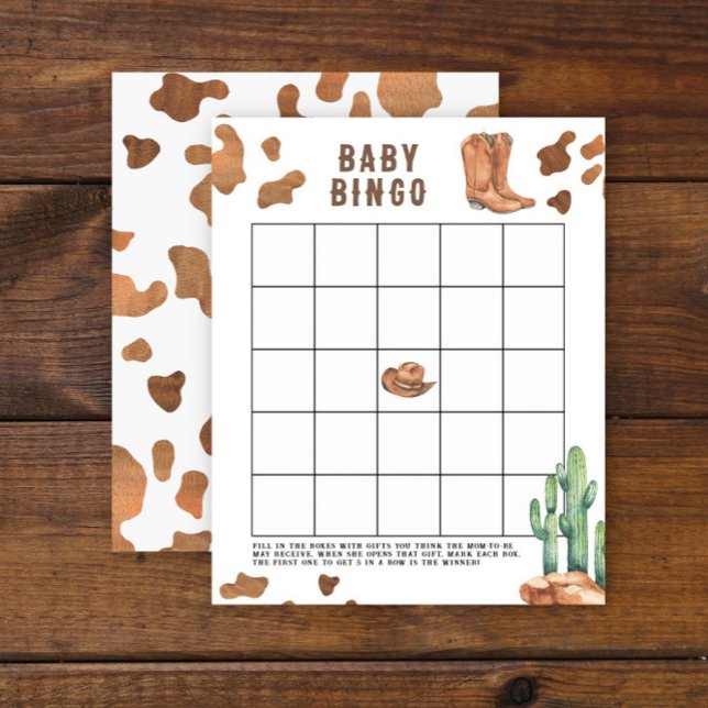 Cowboy Baby duscha Bingo-spel (Skapare uppladdad)