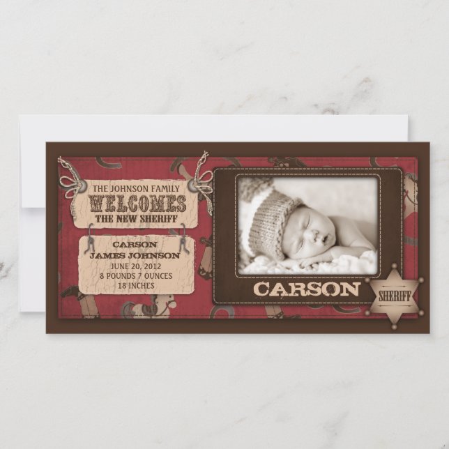 Cowboy Baby-fotokort 2 Meddelande (Framsida)