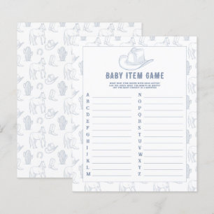 Cowboy - Baby Item Game. Baby Shower-spel