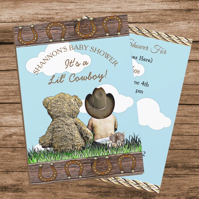 Cowboy Baby och Nalle Baby Shower Inbjudningar (Skapare uppladdad)