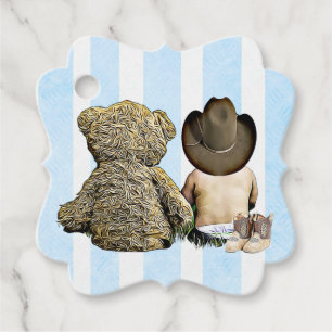 Cowboy Baby och Nalle Gift Märkre Gåvor Etiketter