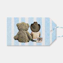 Cowboy Baby och Nalle Tack Presentetikett