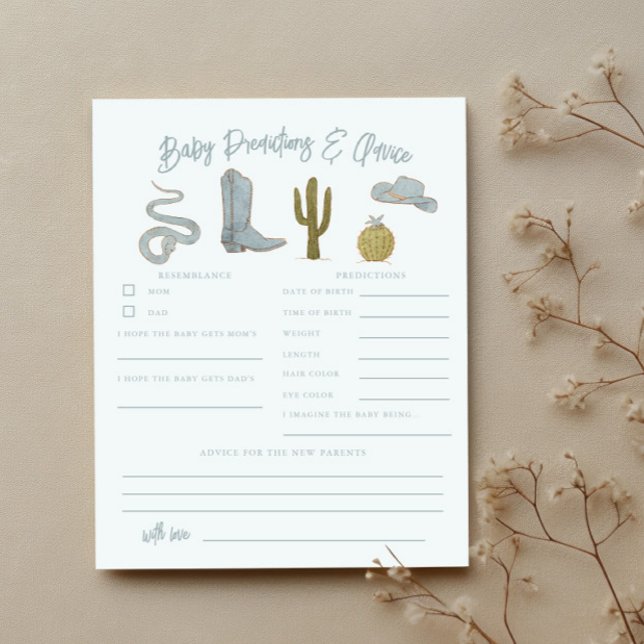 Cowboy Baby Shower Bebis Förutsägelser & Råd Kort (Skapare uppladdad)
