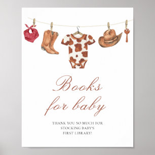 Cowboy baby shower - böcker för bebis poster