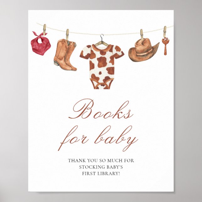 Cowboy baby shower - böcker för bebis poster (Framsidan)