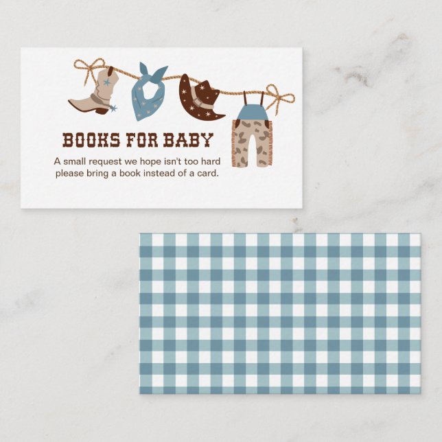 Cowboy Baby Shower Bokar för Baby-hölje Tilläggskort (Fram/baksida)