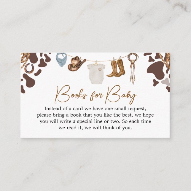 Cowboy Baby Shower Bokar för Baby Tilläggskort (Framsida)