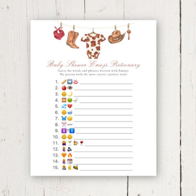 Cowboy baby shower Emoji picture game (Skapare uppladdad)