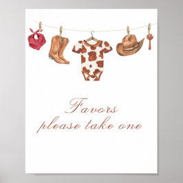 Cowboy baby shower - favors, please take one poster