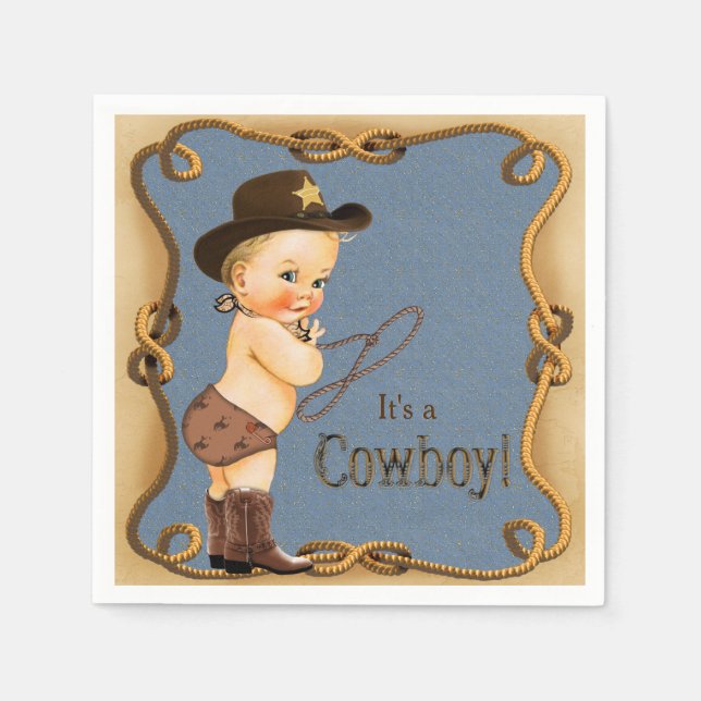 Cowboy Baby Shower-fest Pappersservett (Framsidan)