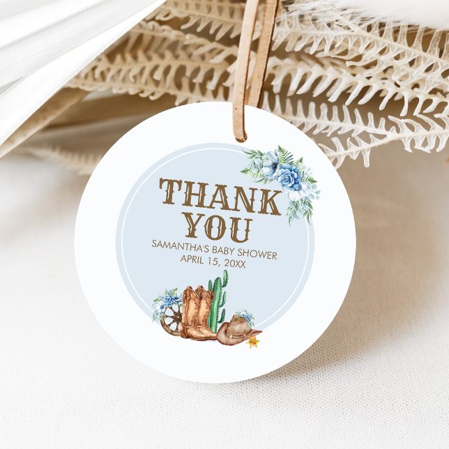 Cowboy Baby Shower Gåvor Etiketter (A Little Cowboy Baby Shower Favor Tags)