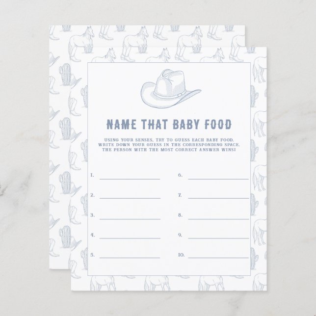 Cowboy Baby Shower - Gissa babymaten (Fram/baksida)