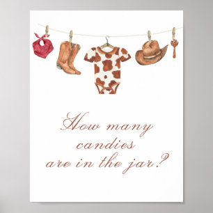 Cowboy baby shower - gissa hur många godisar i bur poster