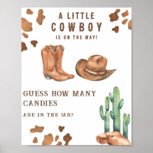 Cowboy baby shower Gissa hur många godisar Poster
