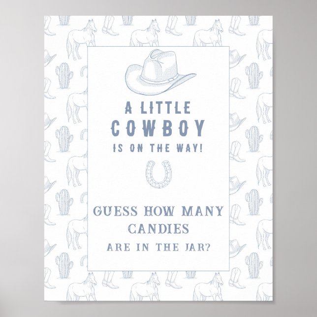 Cowboy baby shower Gissa hur många godisar Poster (Framsidan)