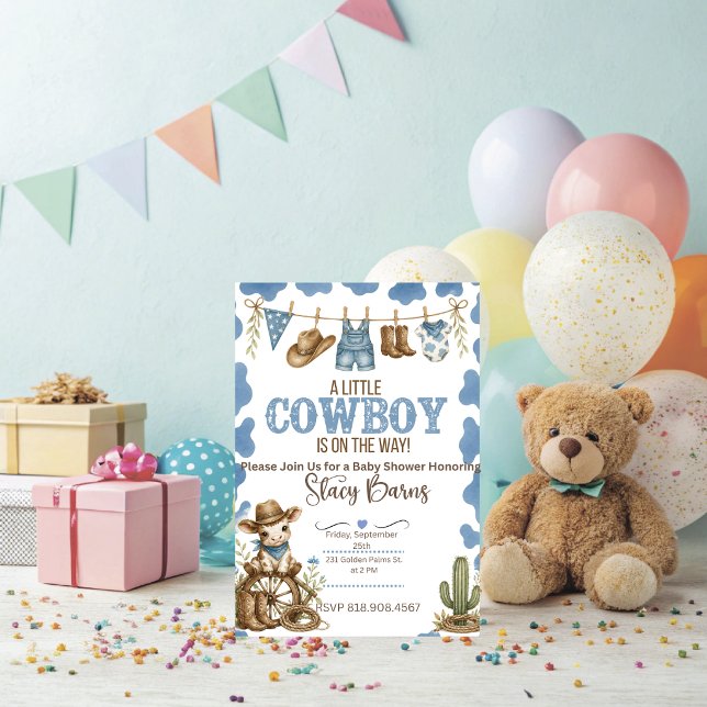 Cowboy Baby Shower Inbjudan  (Cowboy Baby Shower Invitation)