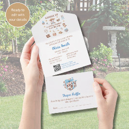 Cowboy Baby Shower Inbjudan Allt-i-ett QR-kod