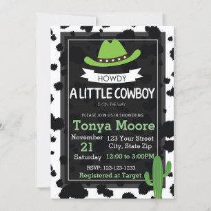 Cowboy Baby Shower-inbjudan (grön) Inbjudningar