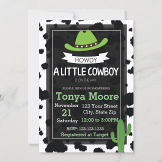 Cowboy Baby Shower-inbjudan (grön) Inbjudningar